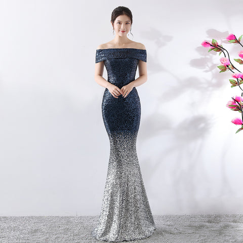 Birthday Party Dress Slimming Host Long Dress - Fashionner