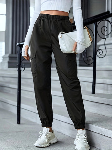 New Cargo Pants Fashion Casual Multi-pocket Elastic Waist Pencil Pants For Women - Fashionner