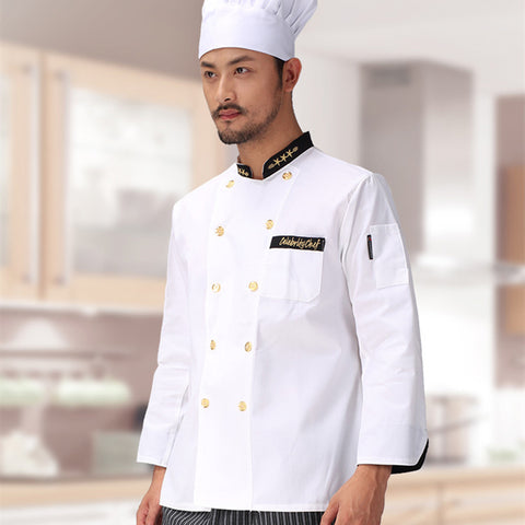 Chef's Uniform Long-sleeved Overalls Long-sleeved Solid Color