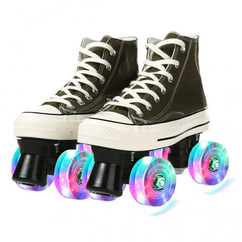Patins à roulettes à quatre roues en toile pour hommes et femmes