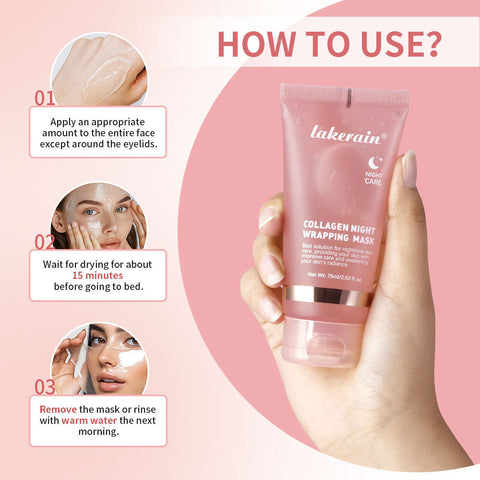 Lakerain Masque de Nuit Facial Hydratant au Collagène Anti-Déchirure et Anti-Arrachement