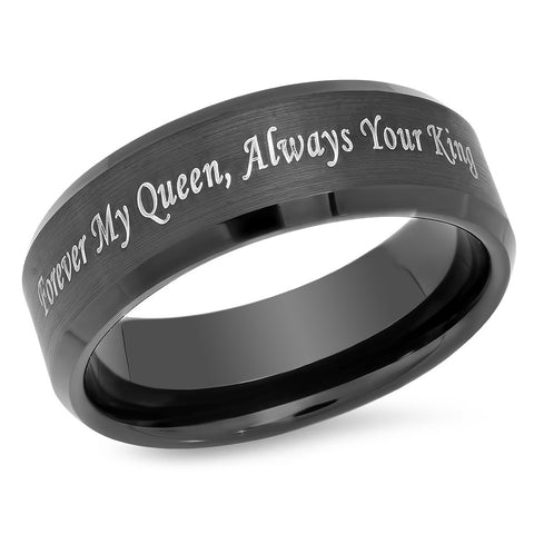 Bague de couple en acier titane noir mat