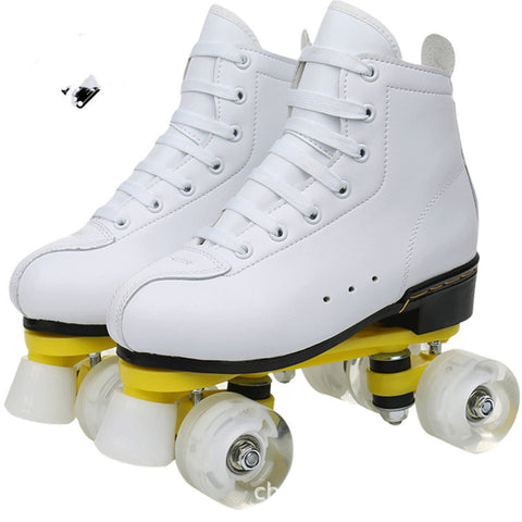 Borg Adult Double-rangée Patins à roulettes à quatre roues en cuir de vachette PU Flash Complet