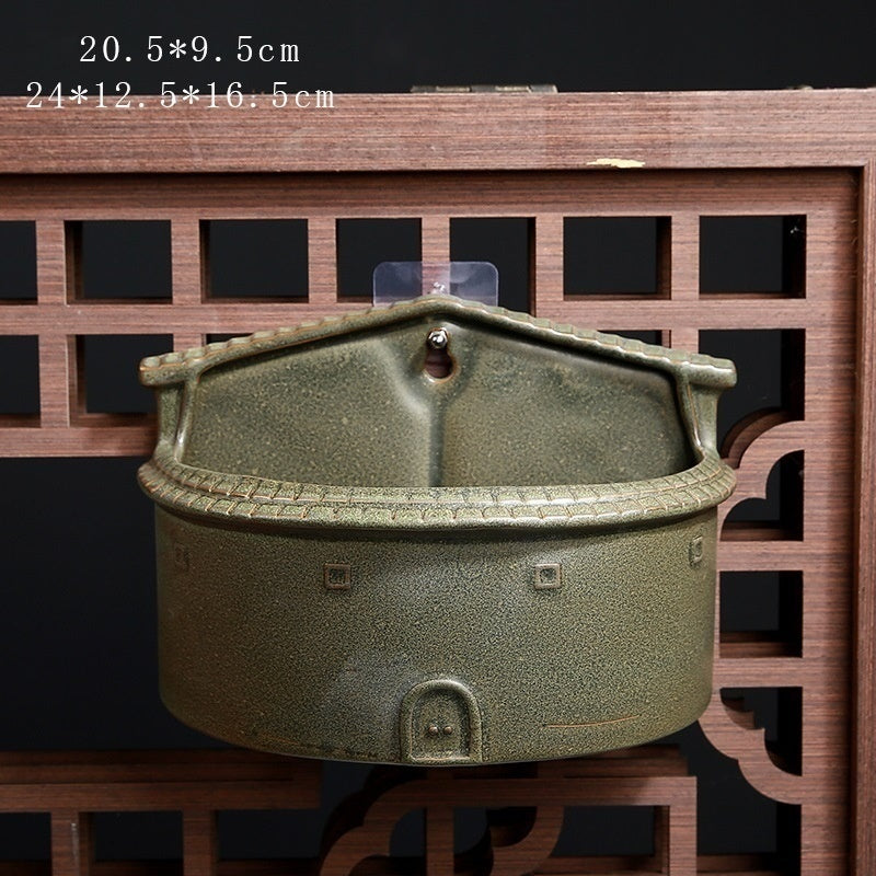 Hanging Ceramic Half Wall Decoration Flower Pot Creative Hydroponics Green Radish