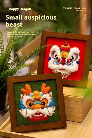 Kit de Matériel DIY Feutre de Laine Piqué Broderie Lion