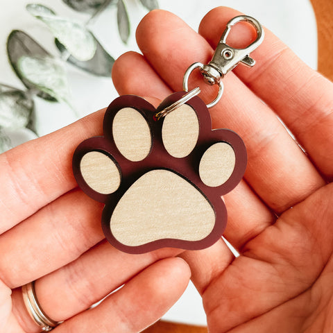 Pendentif Porte-clés Patte en Bois Créatif