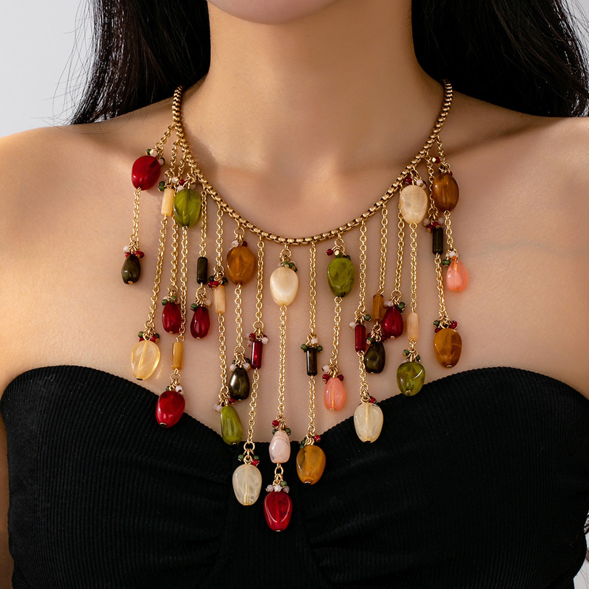 Buy Personalized Western-Style Waterdrop Tassel Necklace online at Fashionner.