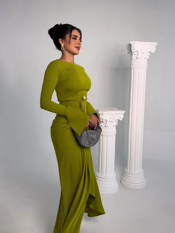 Autumn New Long Dress Style Satin Banquet President's Dress - Fashionner