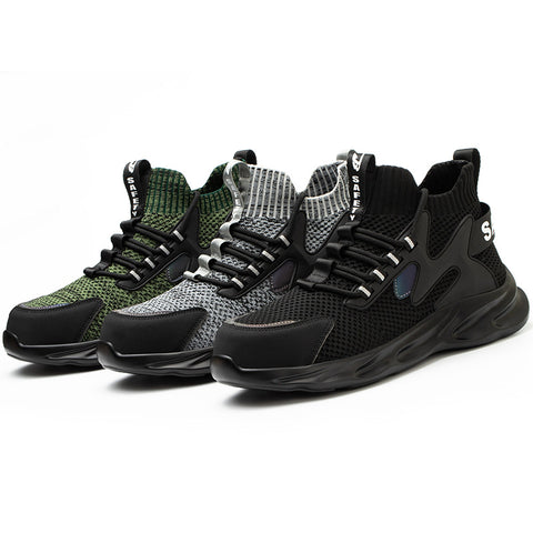 New Breathable Men's Summer Anti-Smashing And Anti-Puncture Work Shoes Lightweight Steel-Clad Head Site Safety Shoes - Fashionner