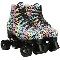 Outdoor Quad Roller Skate Sneaker Skating  Blade Leopard Pattern  Breathable Abec-7 4 Wheels Shoes