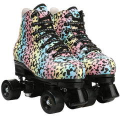 Outdoor Quad Roller Skate Sneaker Skating  Blade Leopard Pattern  Breathable Abec-7 4 Wheels Shoes - Fashionner