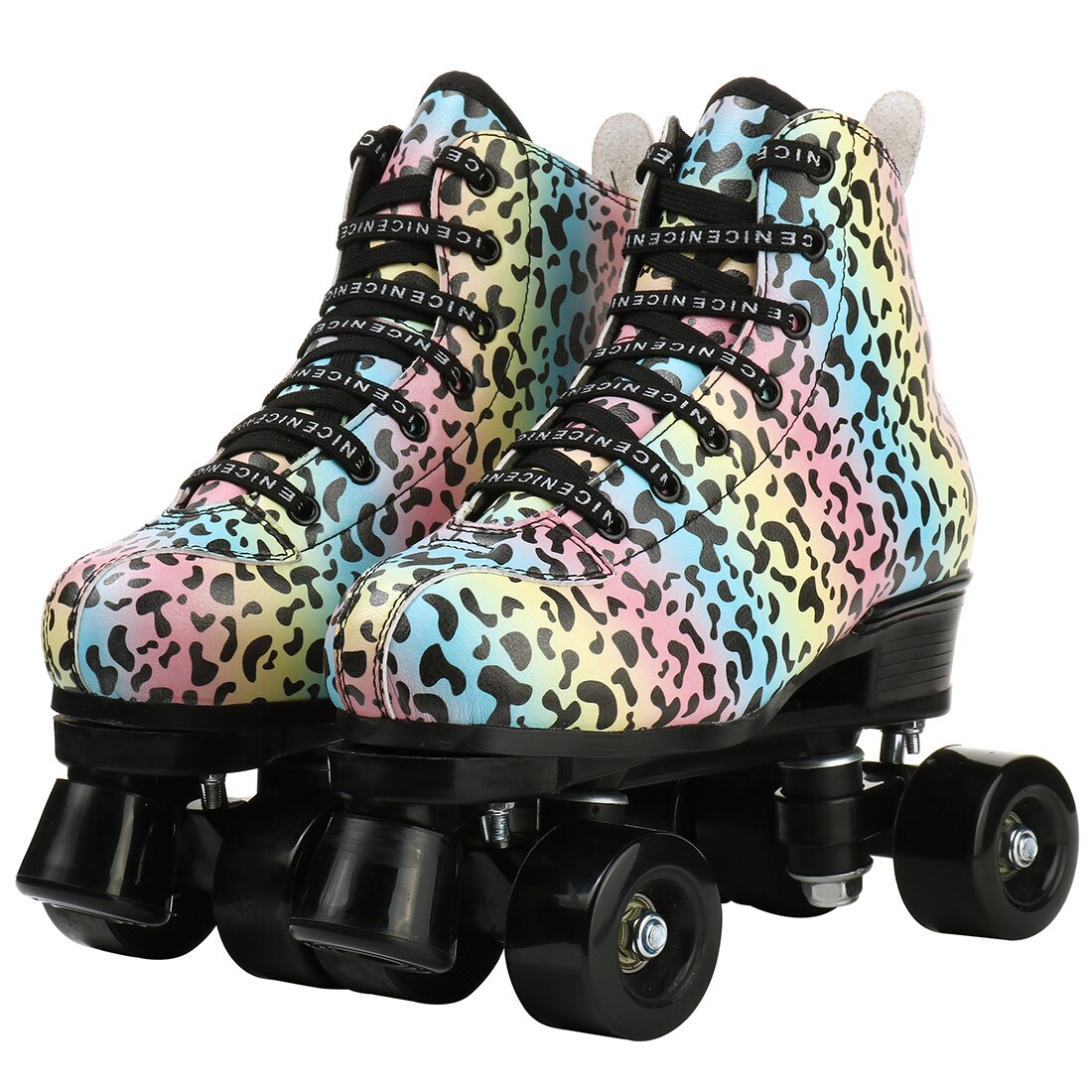 Outdoor Quad Roller Skate Sneaker Skating  Blade Leopard Pattern  Breathable Abec-7 4 Wheels Shoes - Fashionner