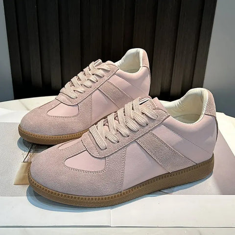 Buy Custom Logo Genuine Leather Chunky Sneakers Height Increasing Comfortable Casual Shoes Women online at Fashionner.