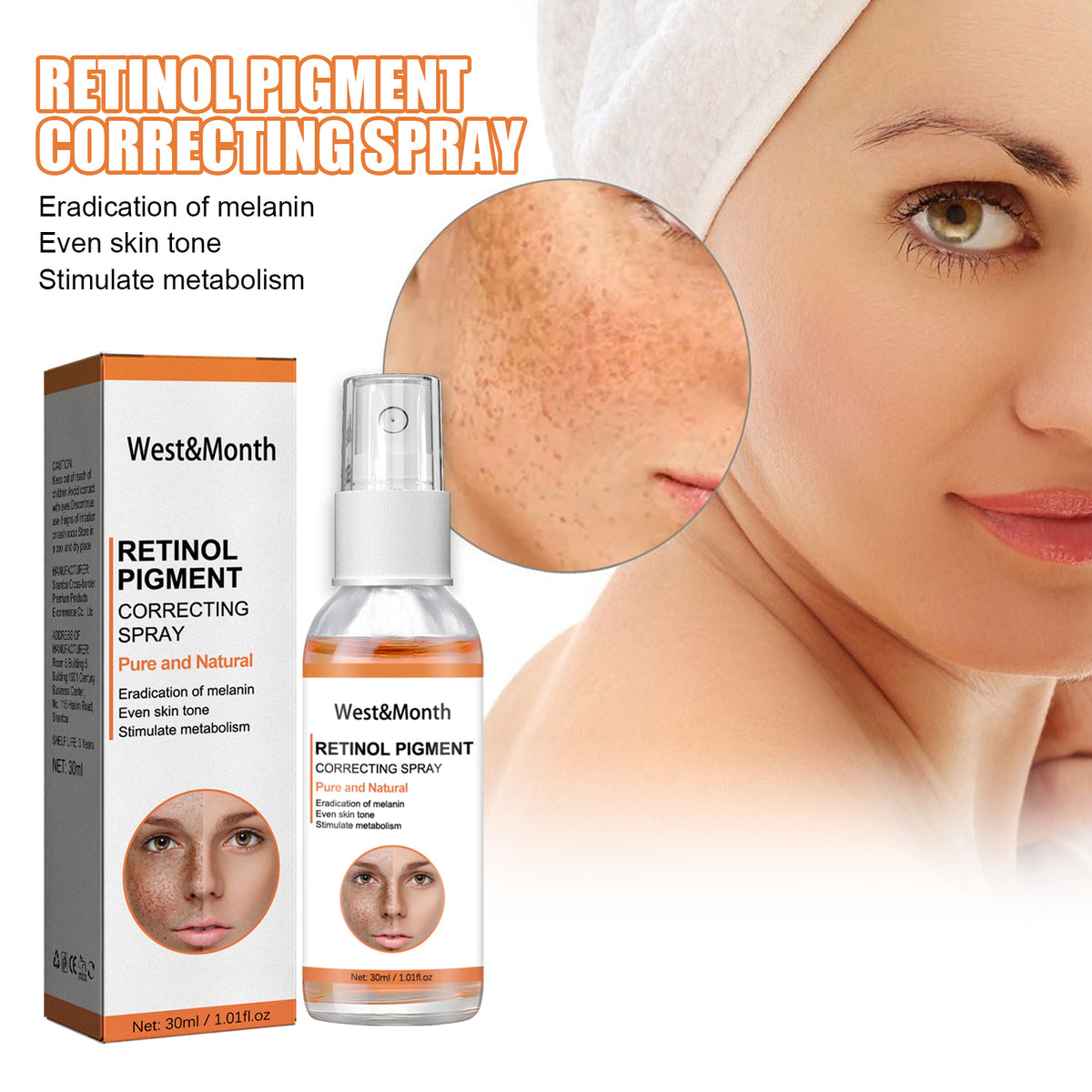 Vaporisateur correcteur de pigmentation au rétinol, vaporisateur hydratant et éclaircissant pour la peau