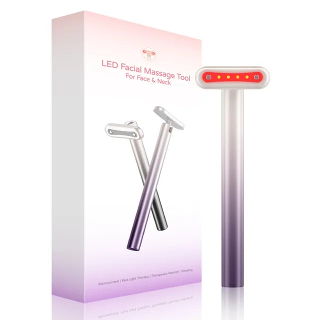4 in 1 Facial Wand EMS Microcurrent Vibration Warm Red Light Face Lifting Machine Skin Tightening Device Neck Eye Massager Tools - Fashionner