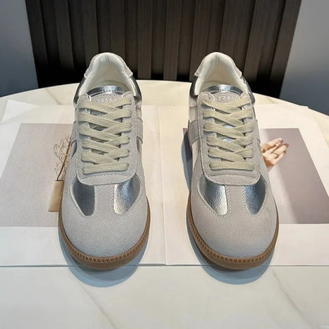 Buy Custom Logo Genuine Leather Chunky Sneakers Height Increasing Comfortable Casual Shoes Women online at Fashionner.