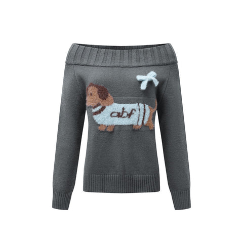 Off-Shoulder Sweater Women's Casual Spring Autumn Knitwear