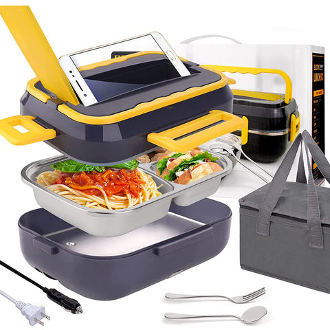 Kitchen ware 1.5L Cookware Sets Heater Portable Electric Lunch Boxes stainless steel Container with Insulation Bag for Car Truck - Fashionner