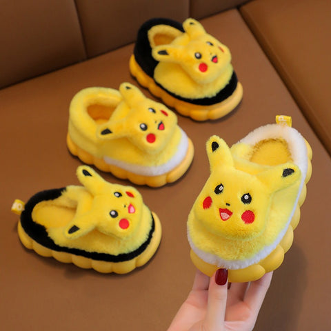 Winter children's cotton slippers, cute cartoon home for girls, warm and non slip indoor and outdoor baby cotton shoes, parent-child shoes, winter - Fashionner