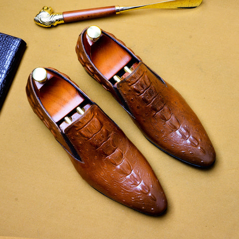 Men's Leather asual business breathable crocodile pattern trendy men's shoes - Fashionner