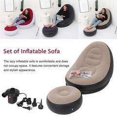 Iatable Air Mattress Lazy Sofa Deck Chair Comfortable Leg Stool Rest Single Beanbag for home and Outdoor Use - Fashionner