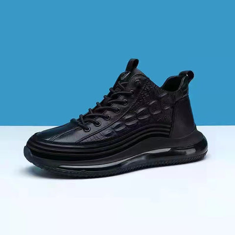 New Size 48 High Top Pu Embossed Casual Sports Elastic Band Fashion Mens Shoe - Fashionner
