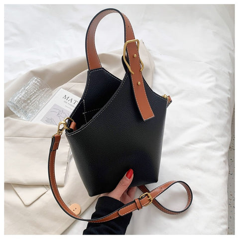 Sac pour femmes rétro, mode décontractée, sac à bandoulière rouge, sac seau portatif pour femmes.