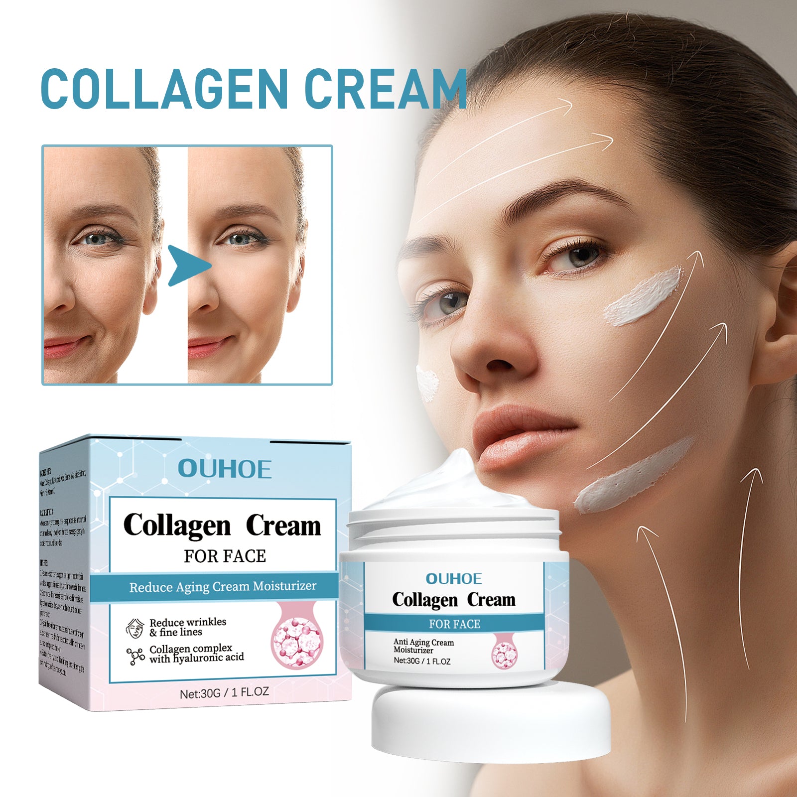 Buy Collagen Anti-Wrinkle Cream, Moisturizes Tightens Tender Skin And Anti-Aging Face Cream online at Fashionner