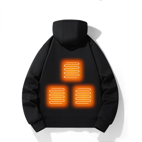 Cardigan à capuche chauffant intelligent cinq zones pour homme, pull zippé, veste chaude électrique d'extérieur, version européenne et américaine