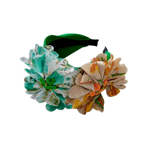 Handmade Fabric Flower Women's Wide Edge Pressed Hair Hoop - Fashionner