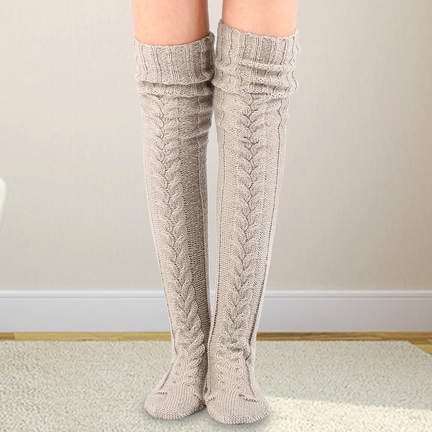 Autumn And Winter Knitting Knee Length Stockings Women's Lengthened Floor Stockings Wool Pile Stockings - Fashionner