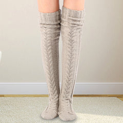 Autumn And Winter Knitting Knee Length Stockings Women's Lengthened Floor Stockings Wool Pile Stockings - Fashionner