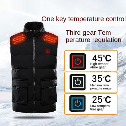 Gilet intelligent chauffant électrique, gilet pour homme pour chaleur hivernale et port extérieur.