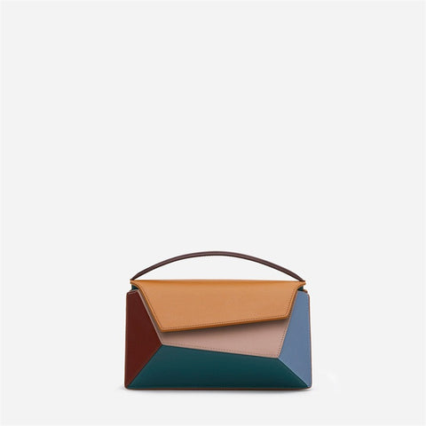 Sac à main femme forme géométrique couleur contrastée épissure Sac carré Sac à bandoulière