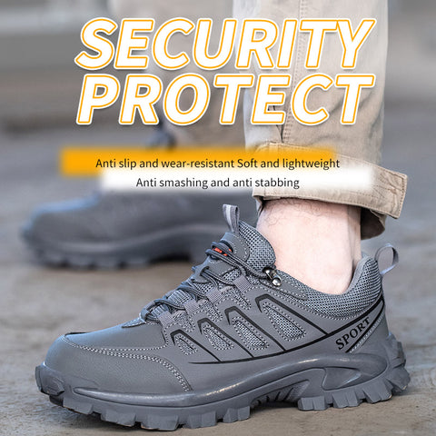 New Shoes Men's Steel Anti Smash And Anti Stab Safety Shoes Thickened Wear Resistant Rubber Soles Breathable Deodorant Site Shoes - Fashionner