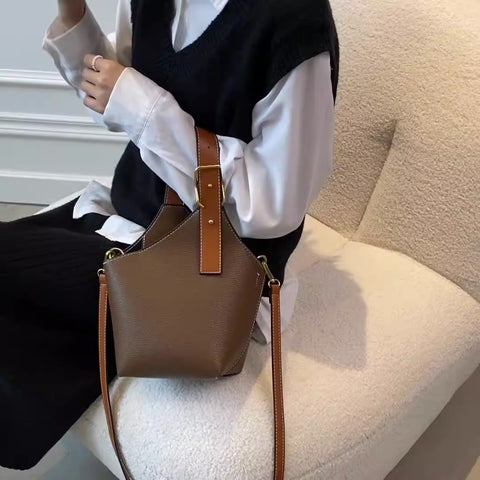 Sac pour femmes rétro, mode décontractée, sac à bandoulière rouge, sac seau portatif pour femmes.