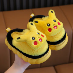 Winter children's cotton slippers, cute cartoon home for girls, warm and non slip indoor and outdoor baby cotton shoes, parent-child shoes, winter - Fashionner