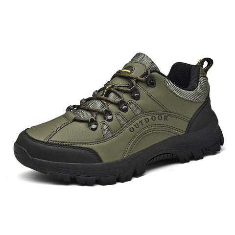 Oversized hiking shoes Men's autumn and winter outdoor sneakers leather low top hiking shoes - Fashionner
