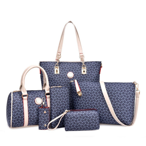 Sac à langer de type mère et bébé à motif arête de poisson, ensemble de six pièces, sac à langer bandoulière/sac à main