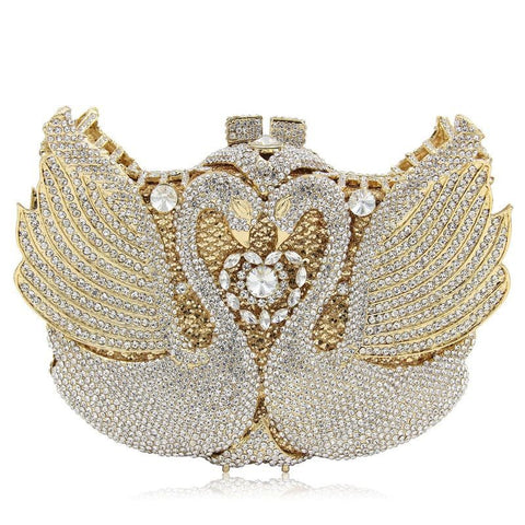 Sac de soirée serti de diamants cygne, robe de banquet, sac entièrement serti de diamants
