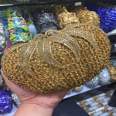 Sac à main Fruit et Légume Tomate Vide Métal Incrusté Diamant Plein Diamant de l'Eau