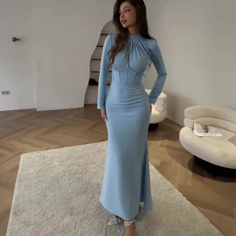 Autumn Fashion Style Long sleeved Rugged Split Irregular Long Dress Women's Dress - Fashionner