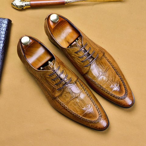 Mens Formal Shoes Leather Party Dance Mens Dress Shoes Leren Schoenen Stylish Leather Formal Man Shoes - Fashionner