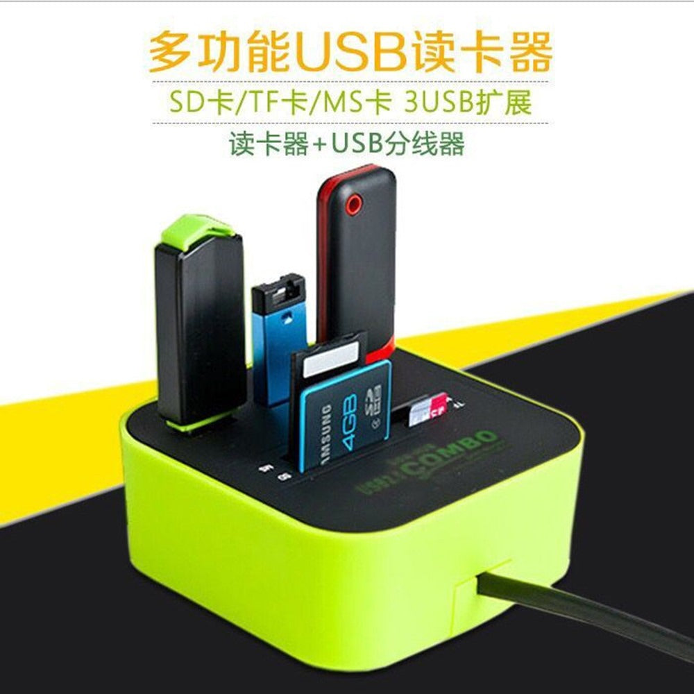 USB HUB Combo All In One USB 2.0 Micro SD High Speed Card Reader 3 Ports Adapter Connector For Tablet PC Computer Laptop - Fashionner