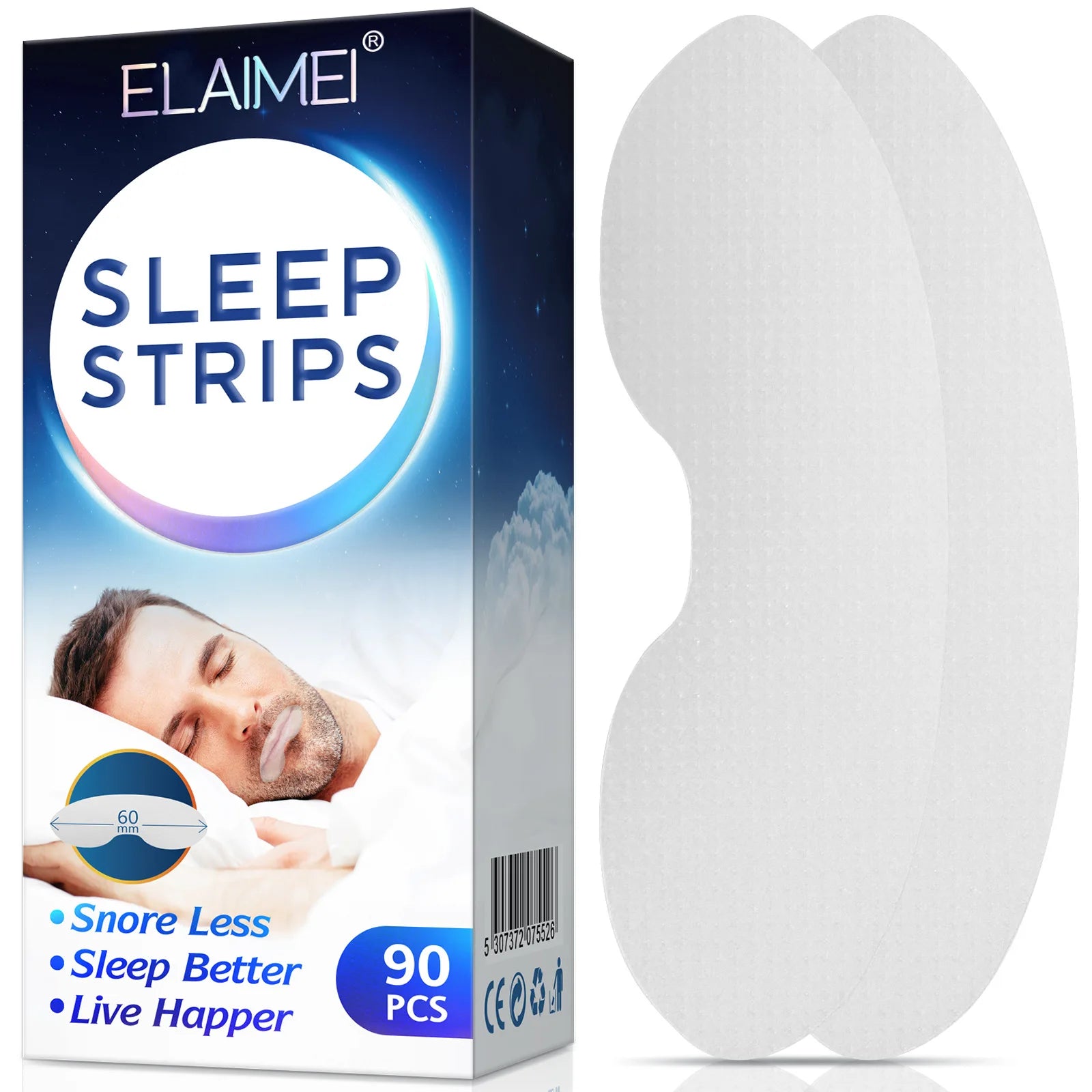 ELAIMEI Anti Snoring Sleep Strips Disposable Gentle Mouth Tape for Better Nose Breathing Reduce Mouth Dryness Sore Throat - Fashionner