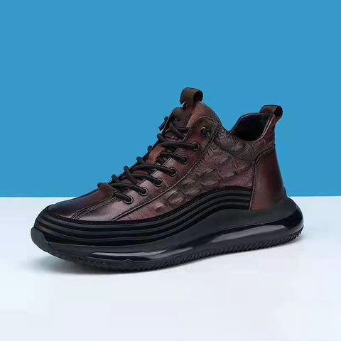 Men's Shoes Spring And Autumn New Style Thick Soled Mid Top Casual Fashion Shoes Air Cushion Soled Fish Pattern Light Sneakers - Fashionner