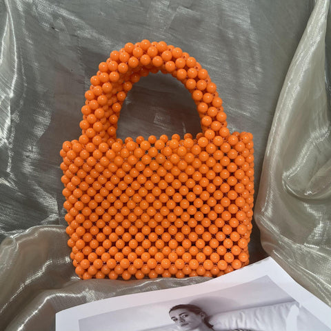 Sacs perles à la mode, sacs à main perles de couleur unie