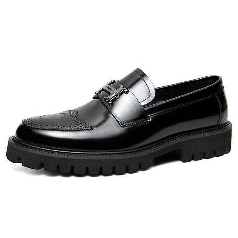 Open edge bead matte craft leather shoes, men's wiping color dual color upper, men's shoe cover - Fashionner