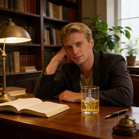 Middle Finger Whiskey Glass with 3D Finger Inside - Funny Novelty Glass for Bourbon Scotch Cocktails, Unique Gift for Men