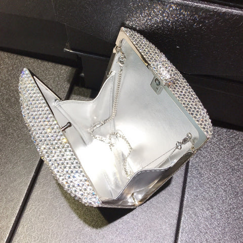 Sac de soirée en diamant clouté de lettres, boîte métallique, sac à main entièrement diamanté, sac à main personnalisé pour femmes de banquet
